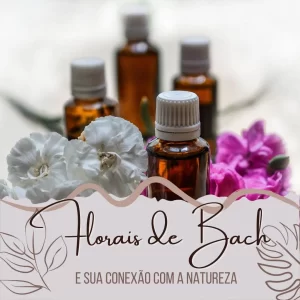 Vidros de Florais ao fundo, flores brancas e lilás