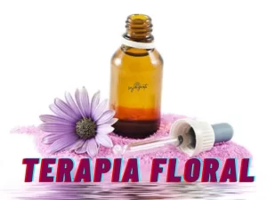 Representação por um vidro de floral, e uma flor ao lado.